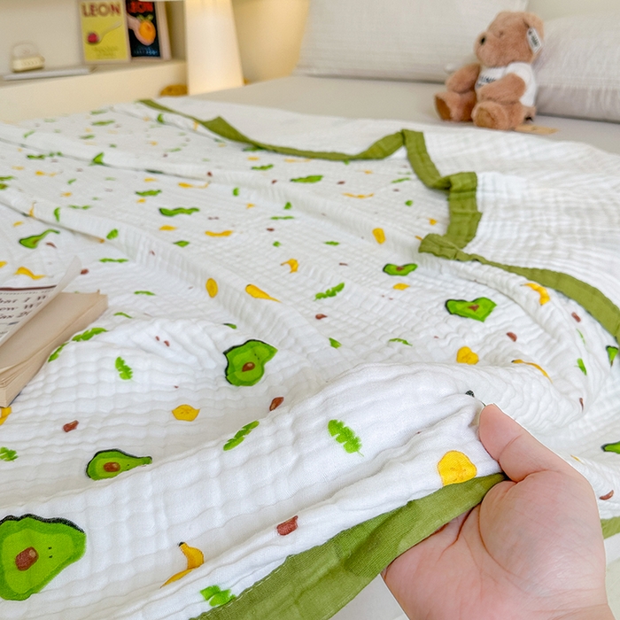 91家纺网 家纺一手货源 找家纺 慕婷家纺 2026新款婴儿纱布浴巾浴巾全棉六层纱布泡泡纱布毛巾被 牛油果