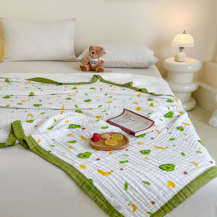 91家纺网 家纺一手货源 找家纺 慕婷家纺 2026新款婴儿纱布浴巾浴巾全棉六层纱布泡泡纱布毛巾被 牛油果