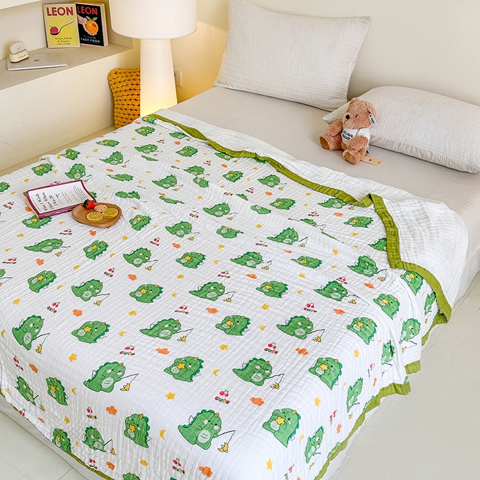 91家纺网 家纺一手货源 找家纺 慕婷家纺 2026新款婴儿纱布浴巾浴巾全棉六层纱布泡泡纱布毛巾被 小青龙