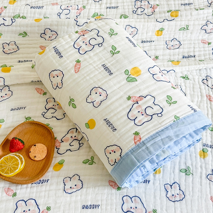 91家纺网 家纺一手货源 找家纺 慕婷家纺 2026新款婴儿纱布浴巾浴巾全棉六层纱布泡泡纱布毛巾被 字母兔