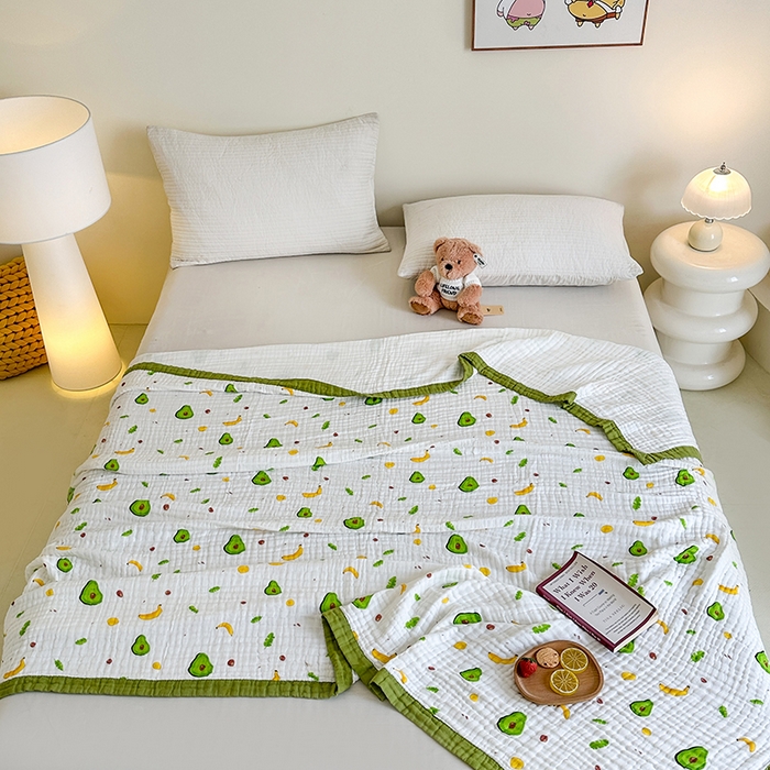 91家纺网 家纺一手货源 找家纺 慕婷家纺 2026新款婴儿纱布浴巾浴巾全棉六层纱布泡泡纱布毛巾被 牛油果