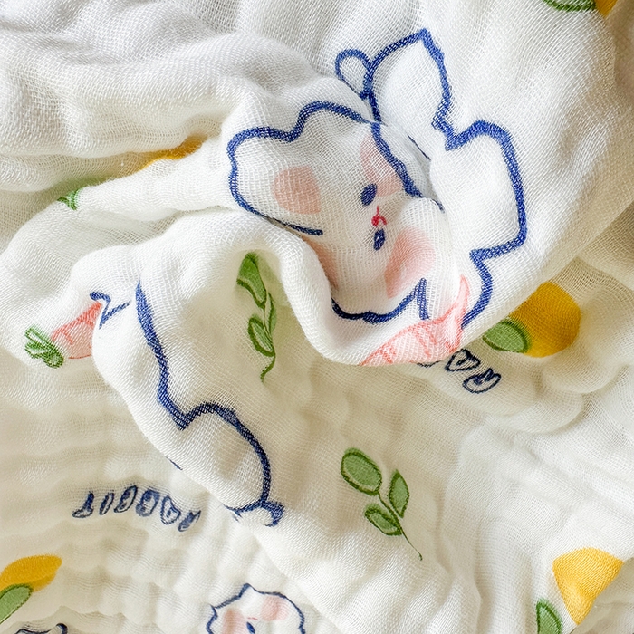 91家纺网 家纺一手货源 找家纺 慕婷家纺 2026新款婴儿纱布浴巾浴巾全棉六层纱布泡泡纱布毛巾被 字母兔