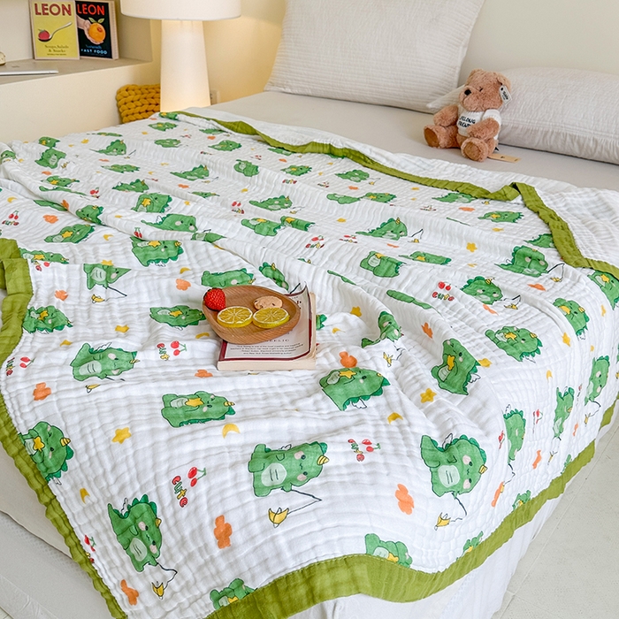 91家纺网 家纺一手货源 找家纺 慕婷家纺 2026新款婴儿纱布浴巾浴巾全棉六层纱布泡泡纱布毛巾被 小青龙