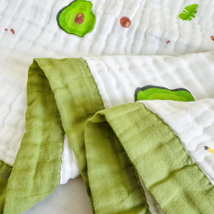 91家纺网 家纺一手货源 找家纺 慕婷家纺 2026新款婴儿纱布浴巾浴巾全棉六层纱布泡泡纱布毛巾被 牛油果