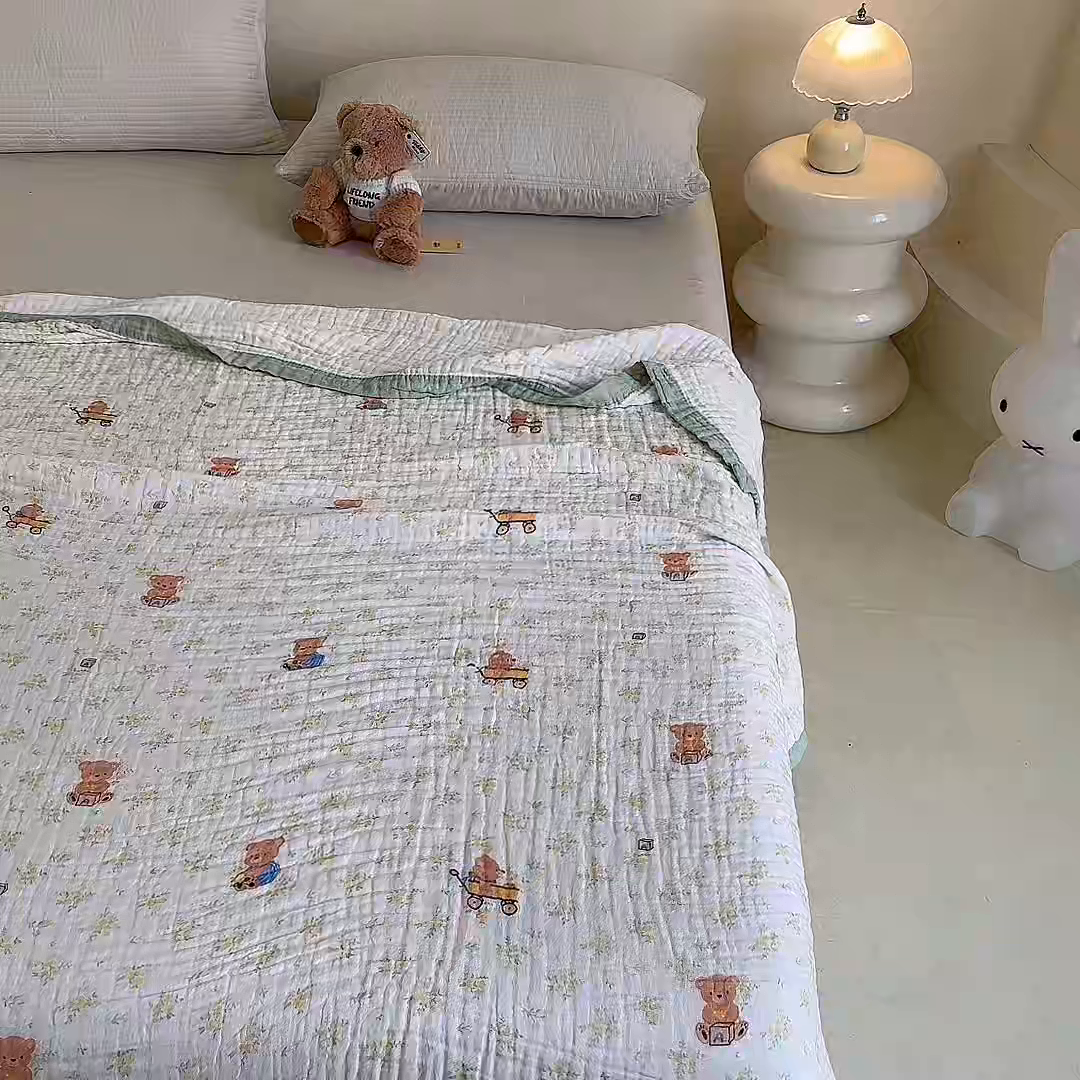 91家纺网 家纺一手货源 找家纺 （总）慕婷家纺 2026新款婴儿纱布浴巾浴巾全棉六层纱布泡泡纱布毛巾被