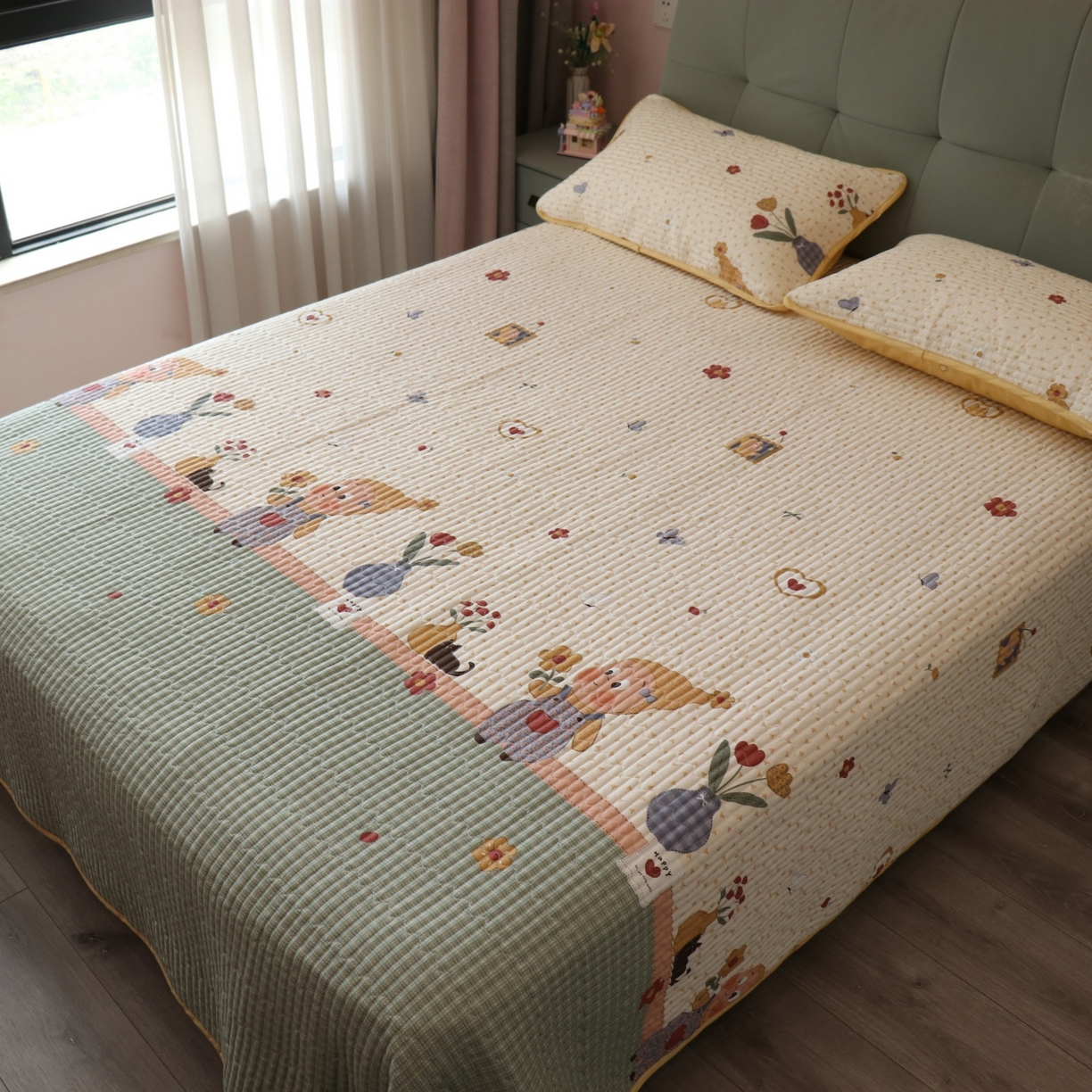 91家纺网 家纺一手货源 找家纺 孑寐家纺 2026新款全棉纯棉多功能夏被床盖四件套夏凉被空调被 春日星光