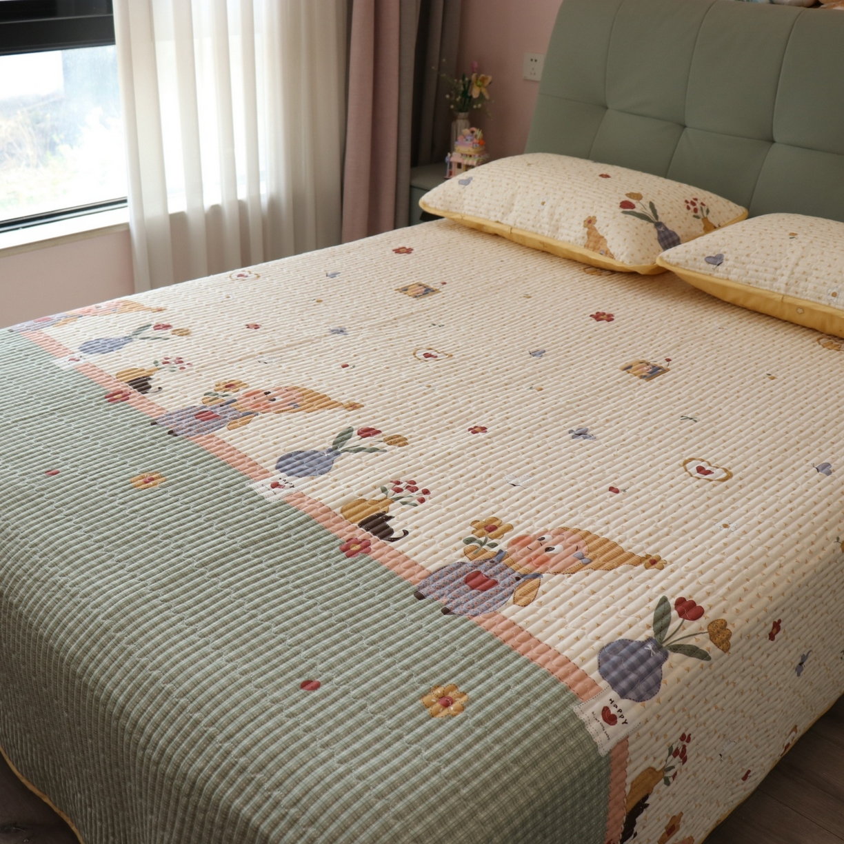 91家纺网 家纺一手货源 找家纺 孑寐家纺 2026新款全棉纯棉多功能夏被床盖四件套夏凉被空调被 春日星光