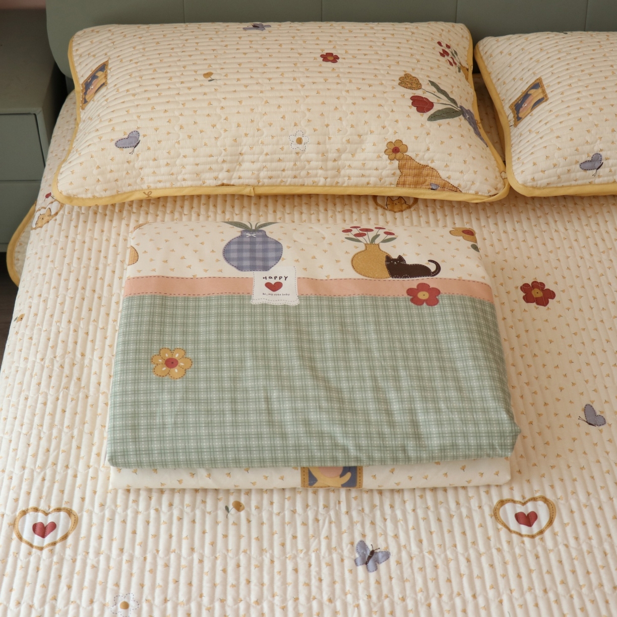 91家纺网 家纺一手货源 找家纺 孑寐家纺 2026新款全棉纯棉多功能夏被床盖四件套夏凉被空调被 春日星光