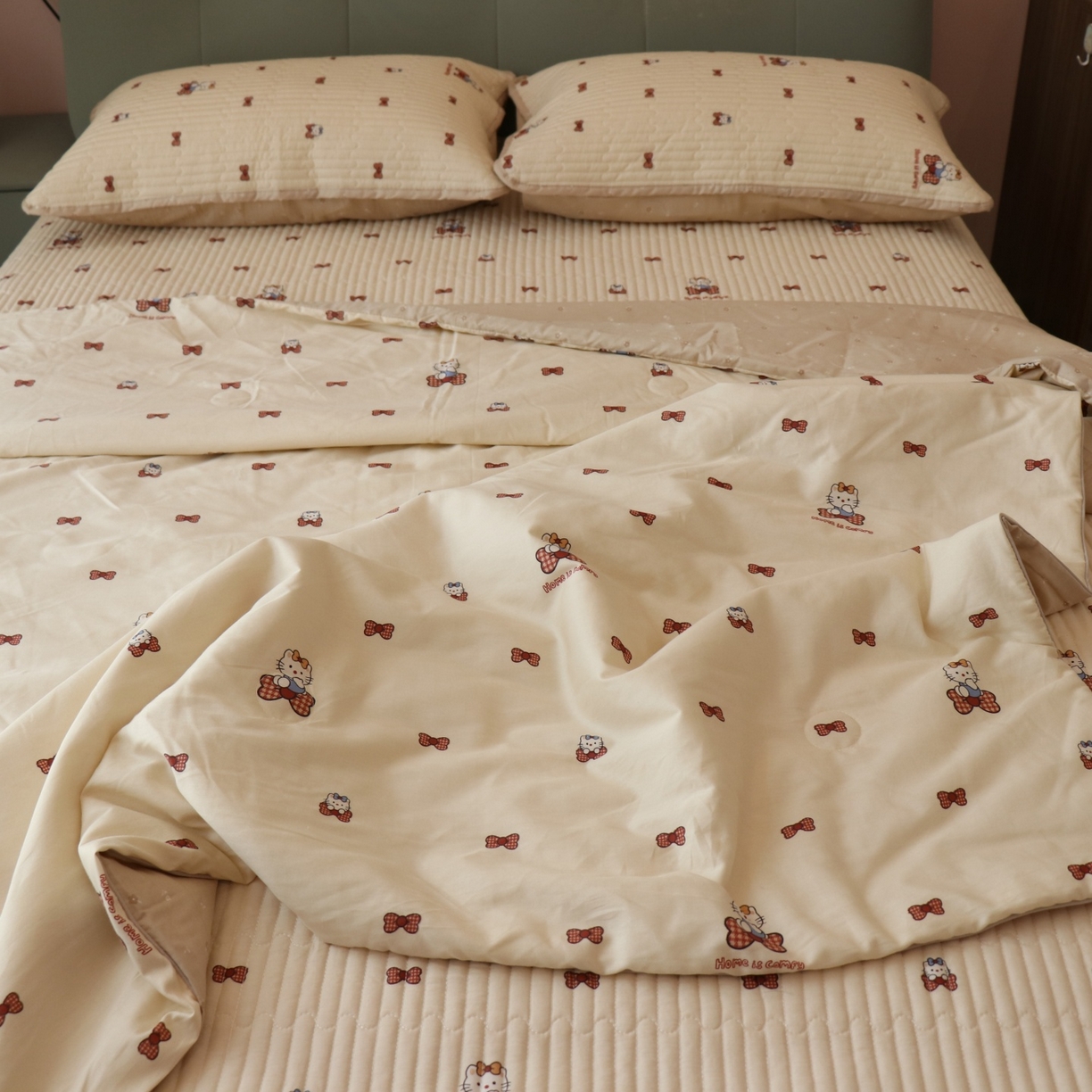 91家纺网 家纺一手货源 找家纺 孑寐家纺 2026新款全棉纯棉多功能夏被床盖四件套夏凉被空调被 糖果KT