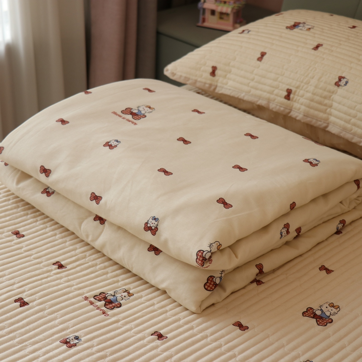 91家纺网 家纺一手货源 找家纺 孑寐家纺 2026新款全棉纯棉多功能夏被床盖四件套夏凉被空调被 糖果KT