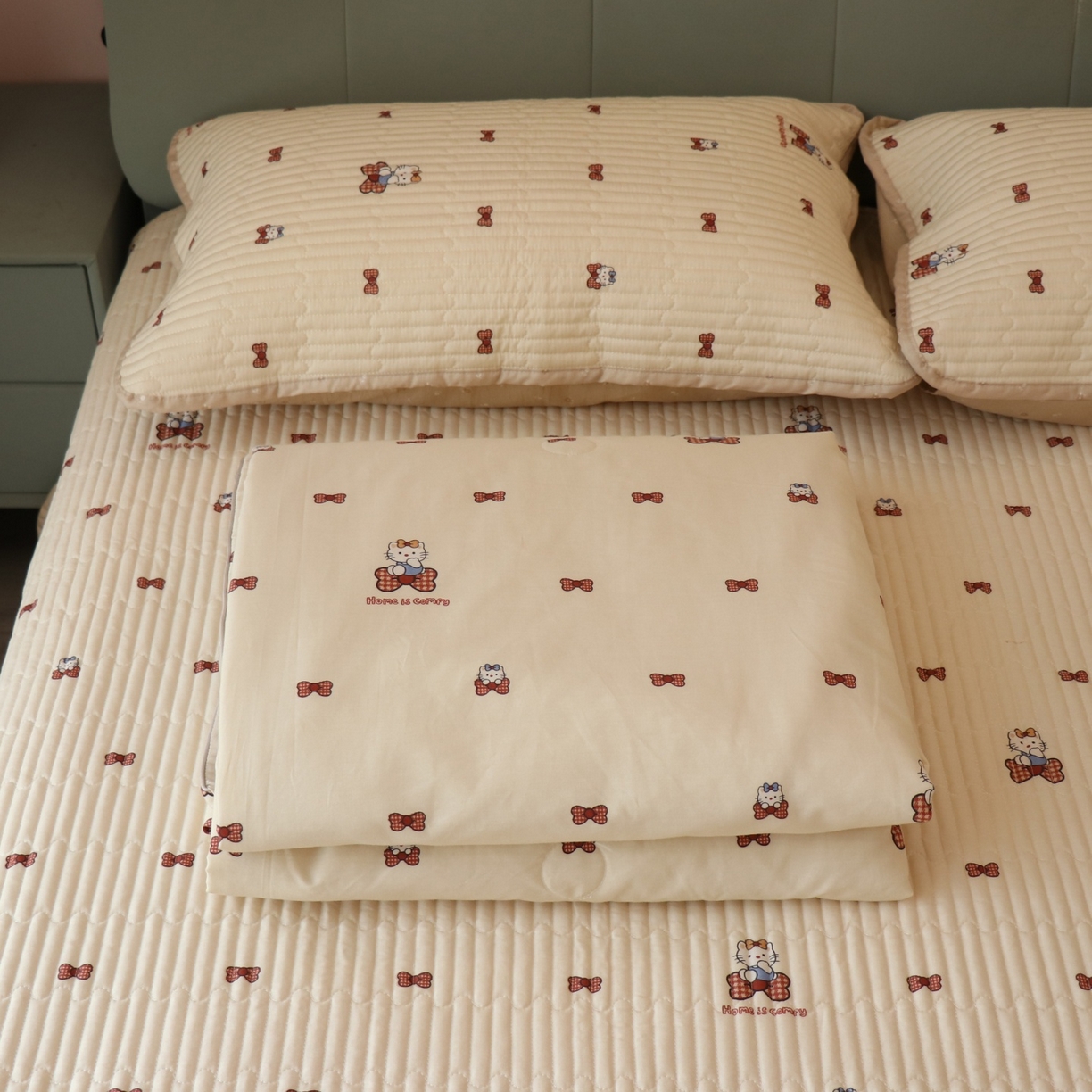 91家纺网 家纺一手货源 找家纺 孑寐家纺 2026新款全棉纯棉多功能夏被床盖四件套夏凉被空调被 糖果KT