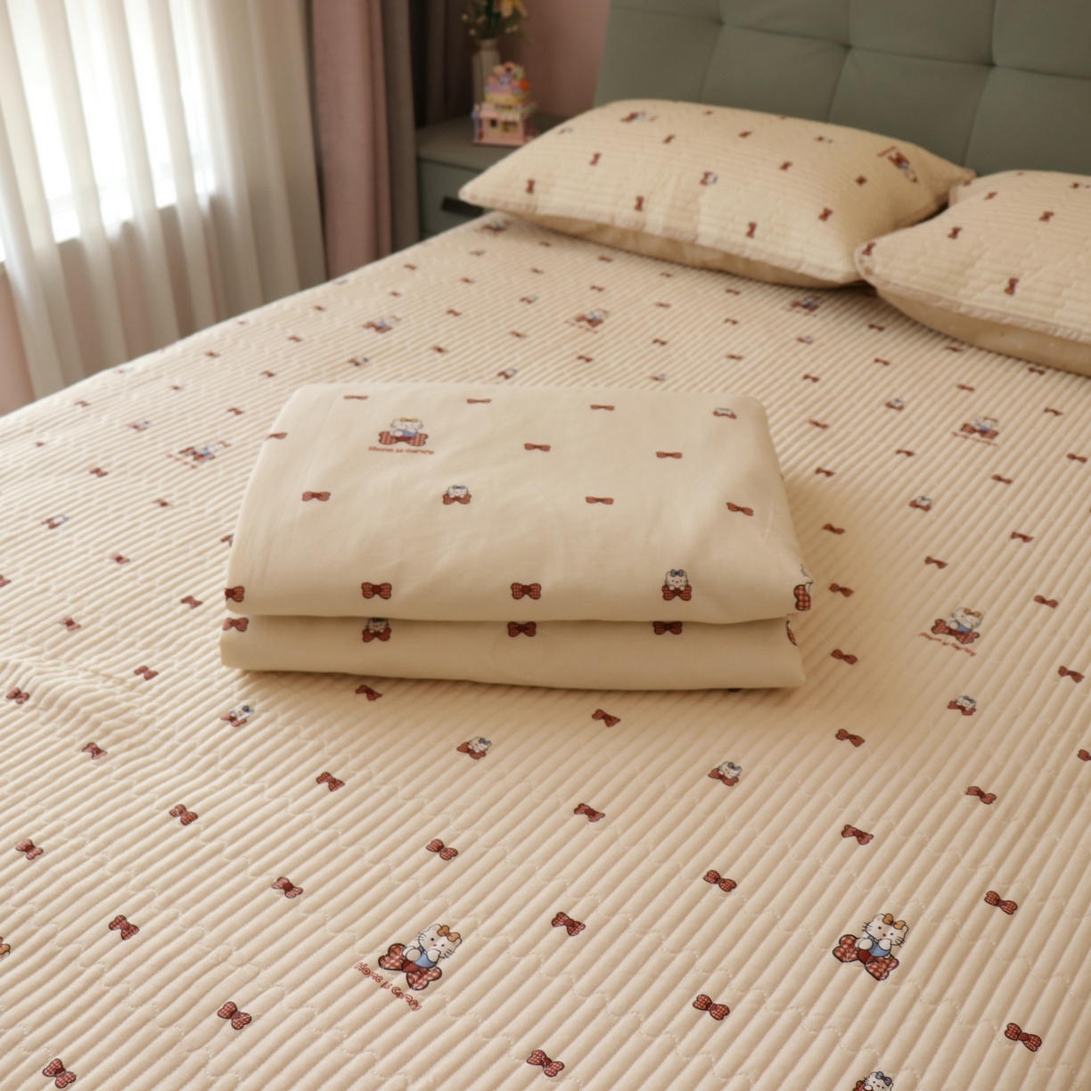 91家纺网 家纺一手货源 找家纺 孑寐家纺 2026新款全棉纯棉多功能夏被床盖四件套夏凉被空调被 糖果KT