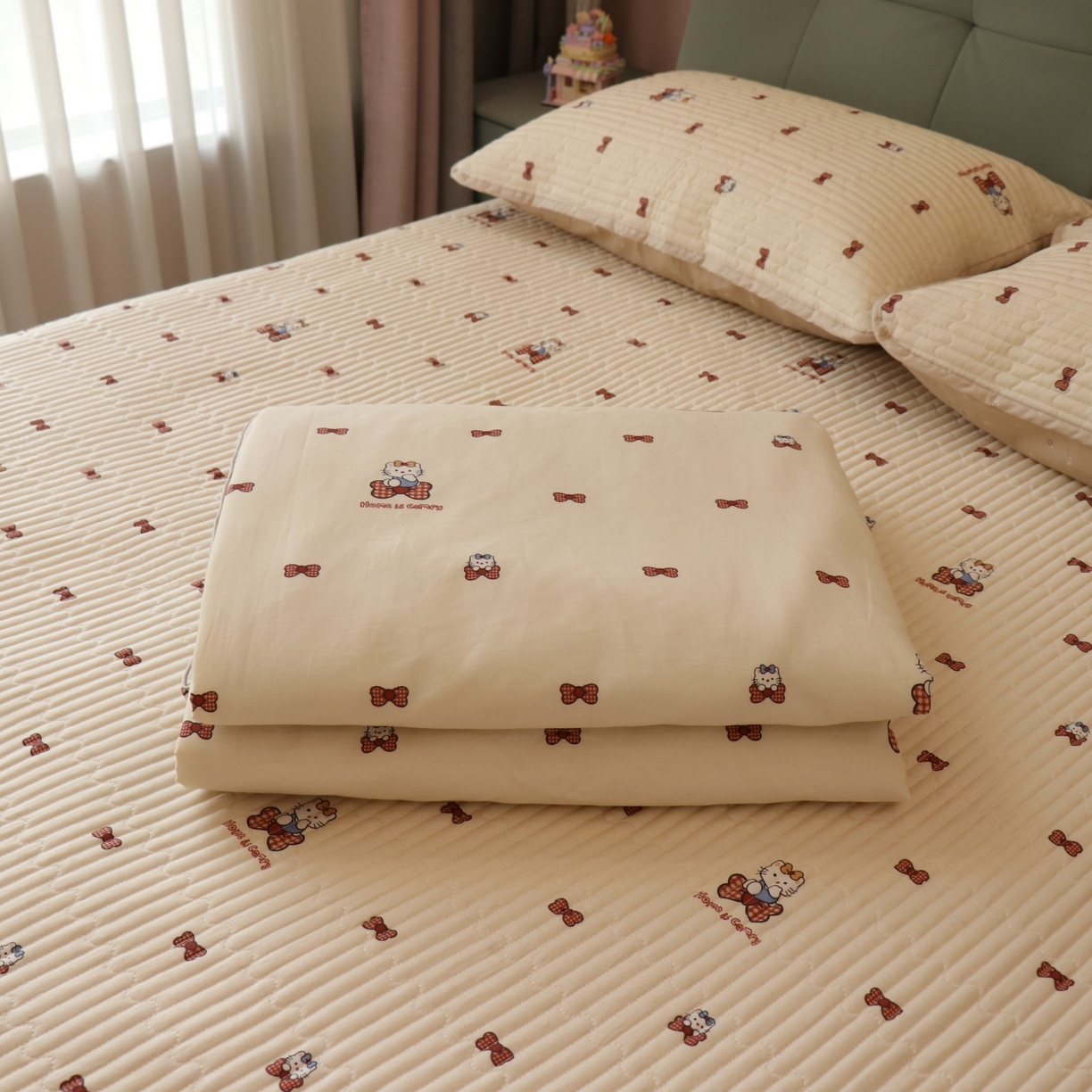 91家纺网 家纺一手货源 找家纺 孑寐家纺 2026新款全棉纯棉多功能夏被床盖四件套夏凉被空调被 糖果KT