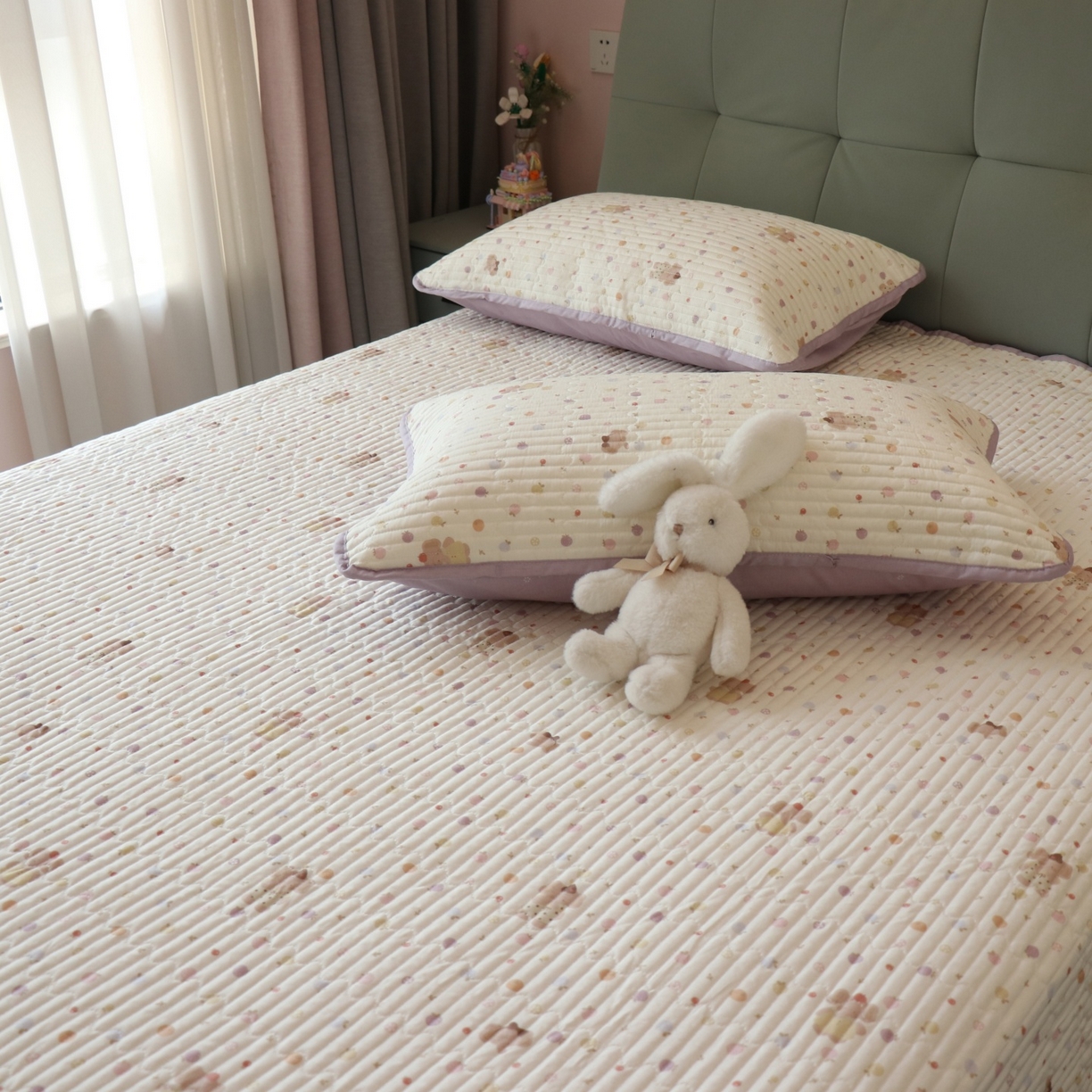 91家纺网 家纺一手货源 找家纺 孑寐家纺 2026新款全棉纯棉多功能夏被床盖四件套夏凉被空调被 甜果紫象