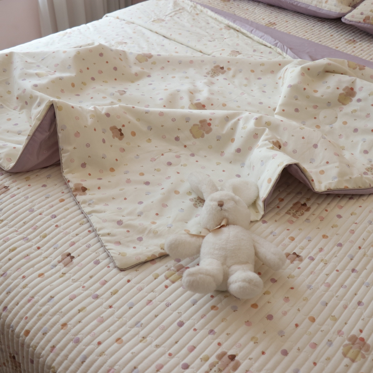 91家纺网 家纺一手货源 找家纺 孑寐家纺 2026新款全棉纯棉多功能夏被床盖四件套夏凉被空调被 甜果紫象