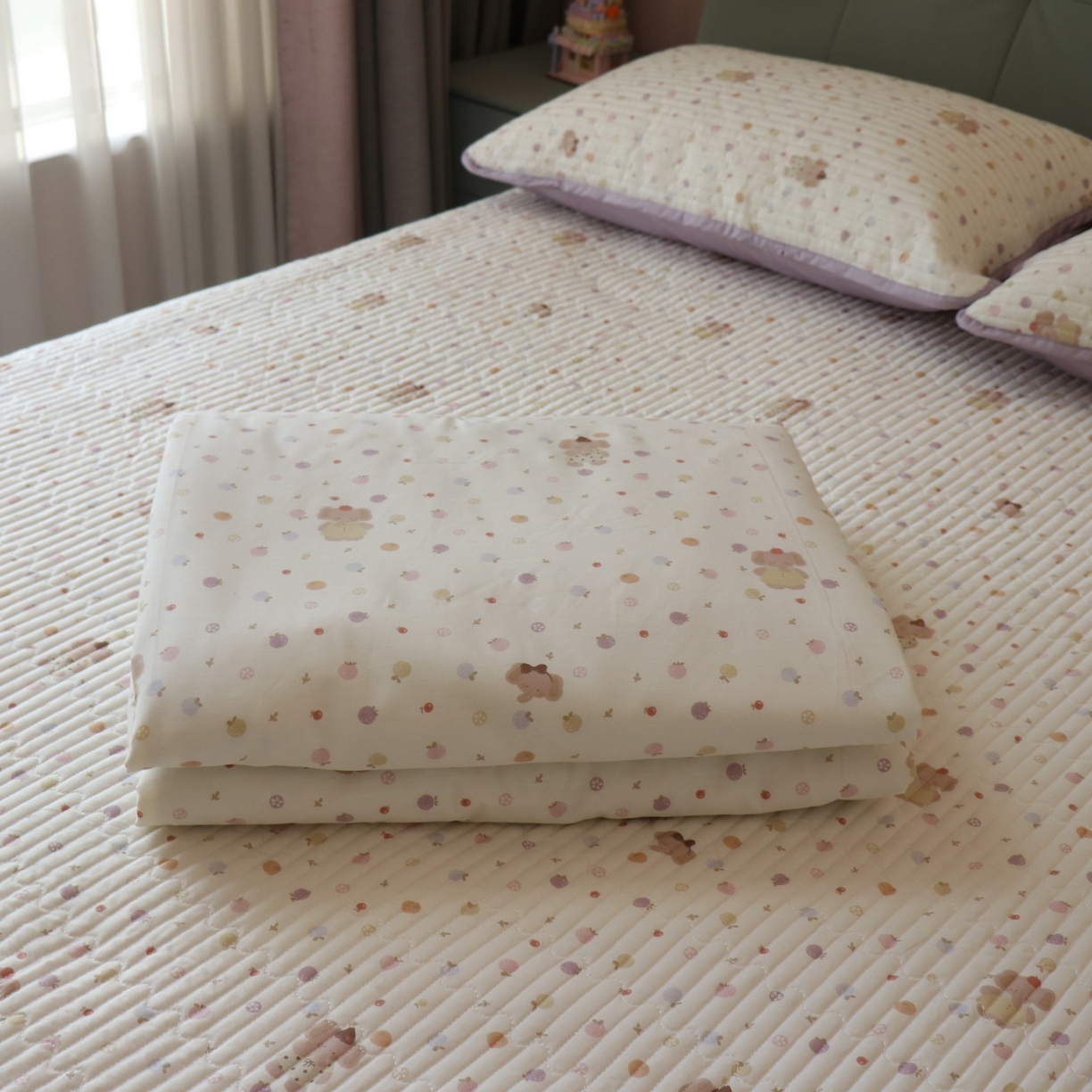 91家纺网 家纺一手货源 找家纺 孑寐家纺 2026新款全棉纯棉多功能夏被床盖四件套夏凉被空调被 甜果紫象