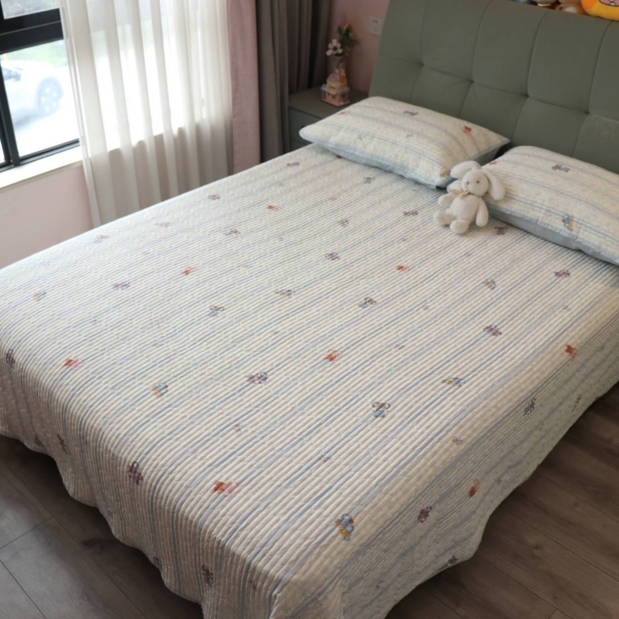 91家纺网 家纺一手货源 找家纺 孑寐家纺 2026新款全棉纯棉多功能夏被床盖四件套夏凉被空调被 小象人家