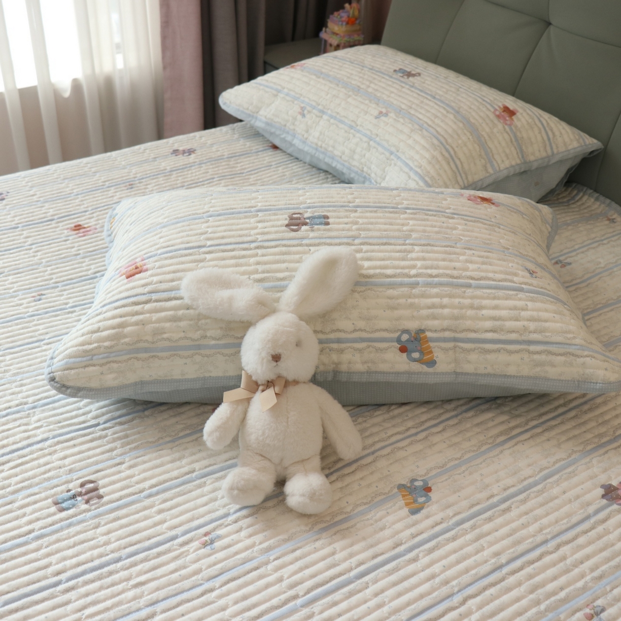 91家纺网 家纺一手货源 找家纺 孑寐家纺 2026新款全棉纯棉多功能夏被床盖四件套夏凉被空调被 小象人家