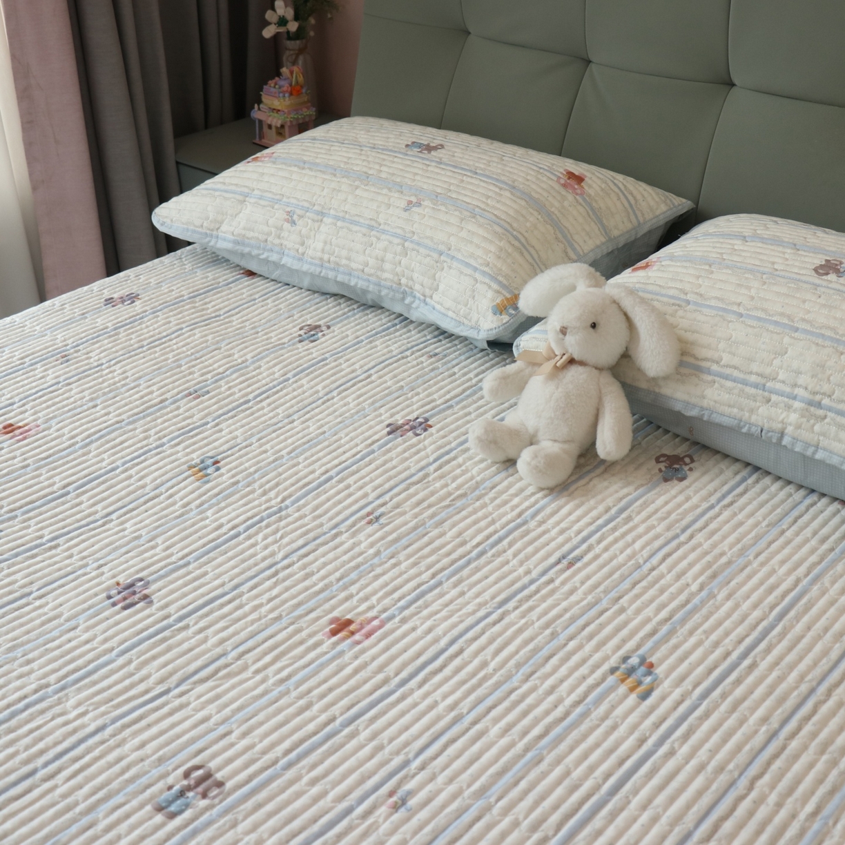 91家纺网 家纺一手货源 找家纺 孑寐家纺 2026新款全棉纯棉多功能夏被床盖四件套夏凉被空调被 小象人家