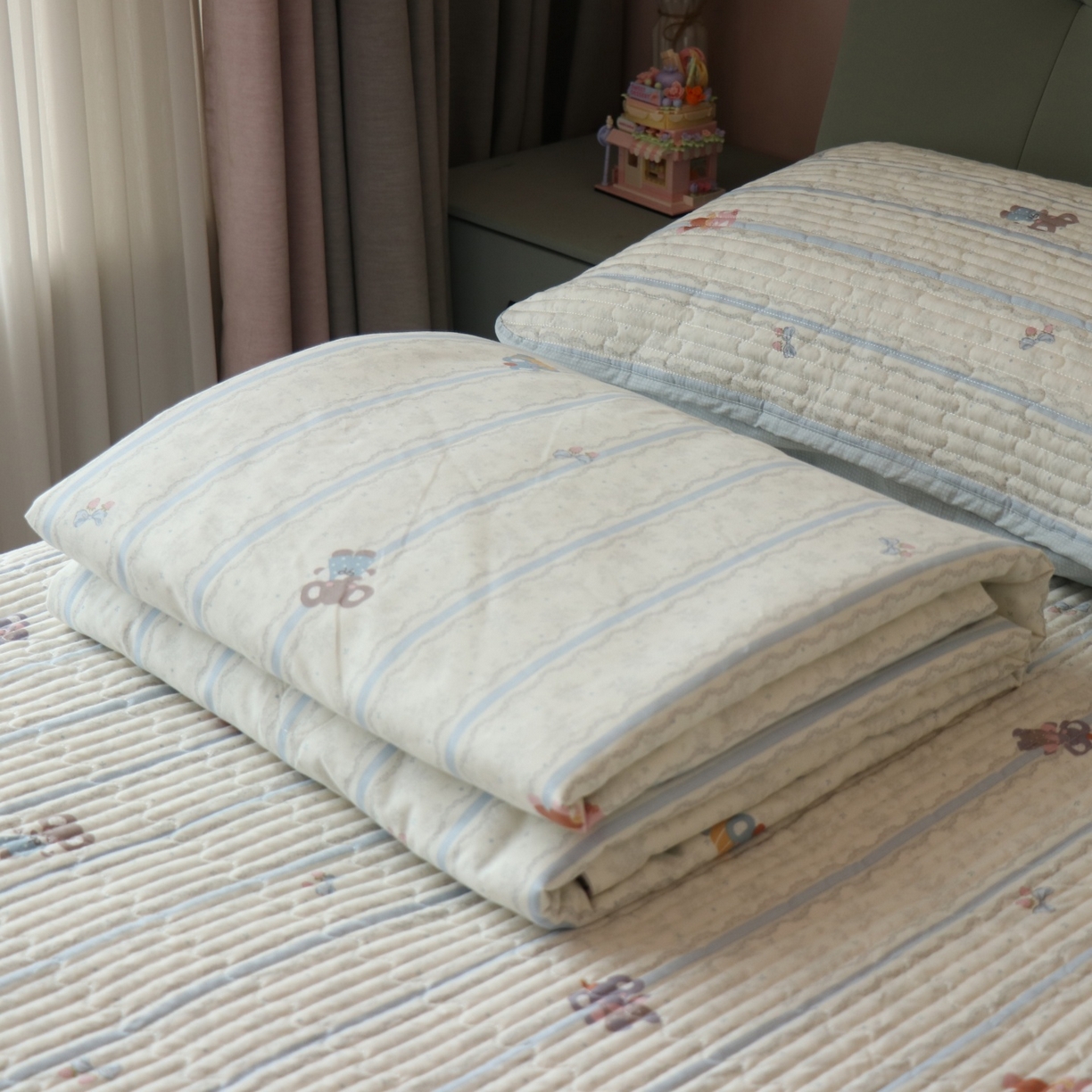 91家纺网 家纺一手货源 找家纺 孑寐家纺 2026新款全棉纯棉多功能夏被床盖四件套夏凉被空调被 小象人家