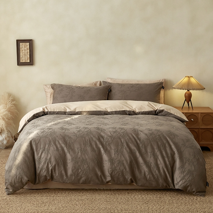 91家纺网 家纺一手货源 找家纺 2026新款A类13372全棉水洗提花四件套-翩然梦蝶系列