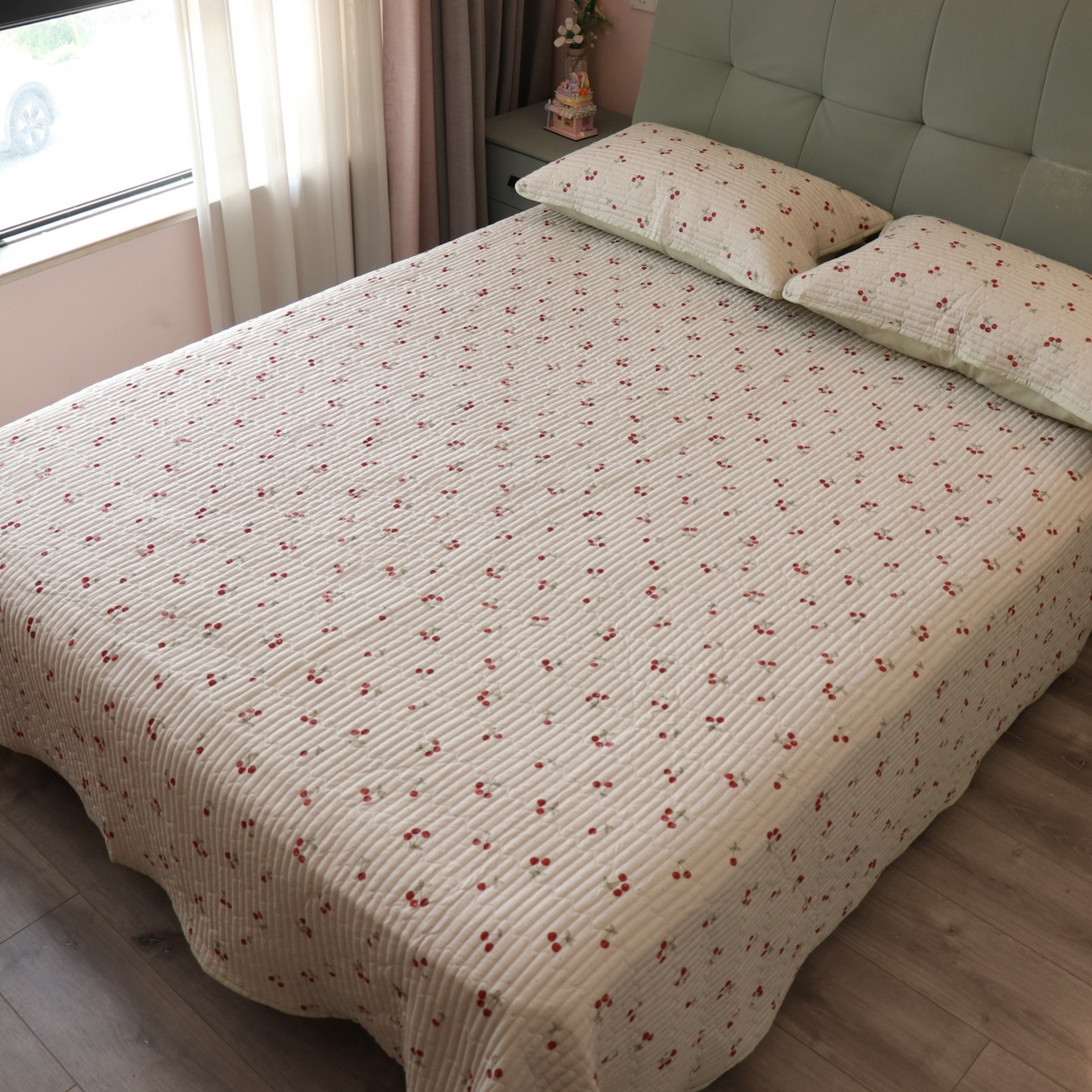 91家纺网 家纺一手货源 找家纺 孑寐家纺 2026新款全棉纯棉多功能夏被床盖四件套夏凉被空调被 小樱桃