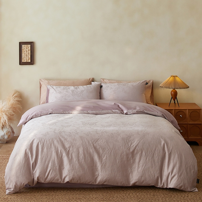  沐珩家纺 2026新款全棉提花四件套-翩然梦蝶系列 栩然-紫柔