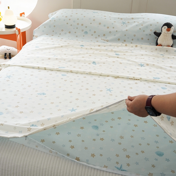 91家纺网 家纺一手货源 找家纺 梦楠家纺 2026新款12868全棉40支酒店隔脏睡袋 贝母星空