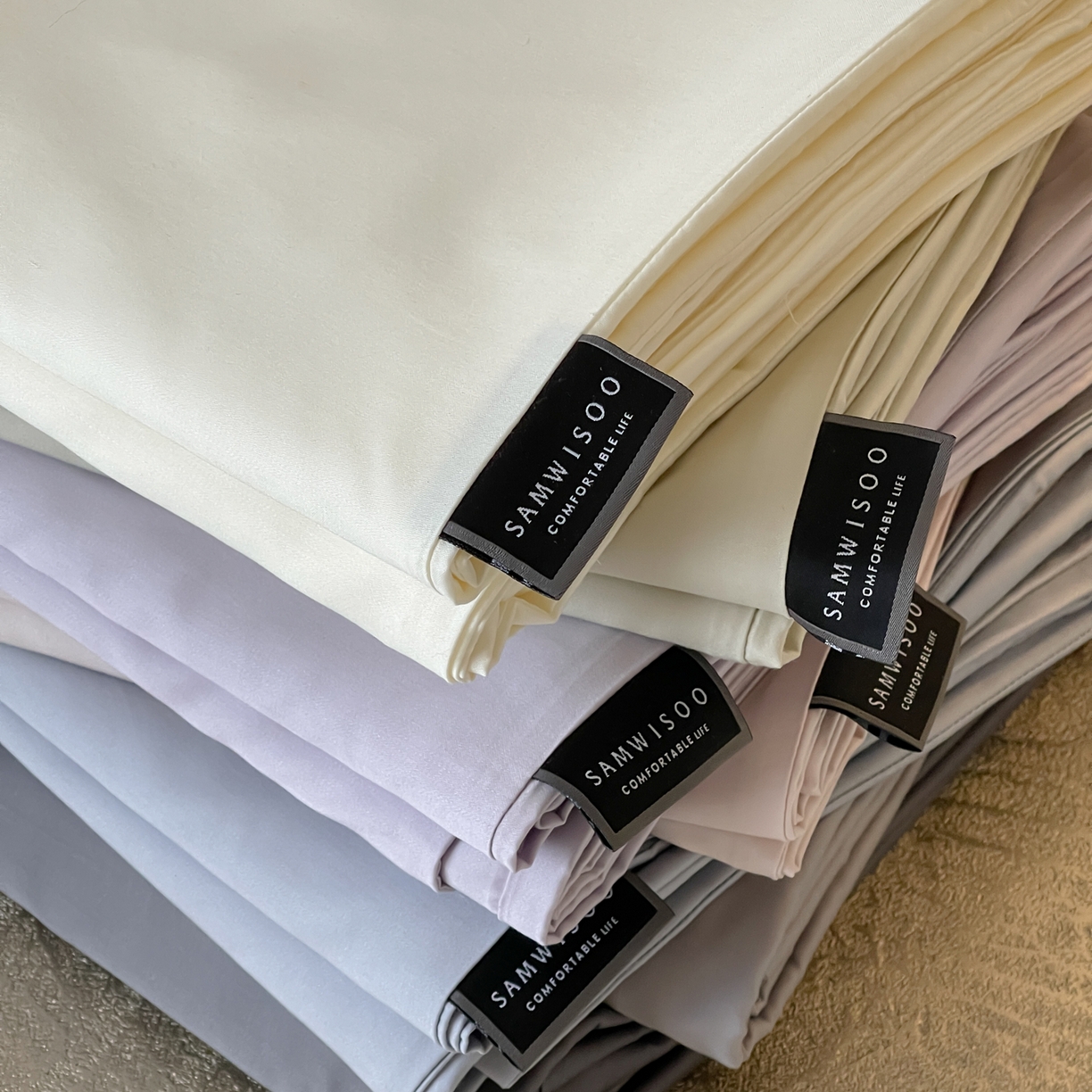 91家纺网 家纺一手货源 找家纺 三味舒屋 2026新款凉风小奢绸60S兰精天丝纯色四件套 组合图仅供展示-不可下单