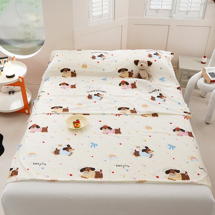 梦楠家纺 2026新款12868全棉40支酒店隔脏睡袋 芙芙小狗