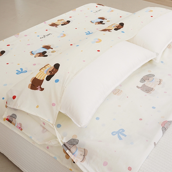 91家纺网 家纺一手货源 找家纺 梦楠家纺 2026新款12868全棉40支酒店隔脏睡袋 芙芙小狗