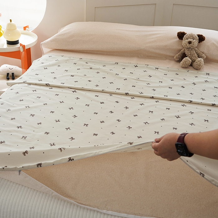 91家纺网 家纺一手货源 找家纺 梦楠家纺 2026新款12868全棉40支酒店隔脏睡袋 蝴蝶结