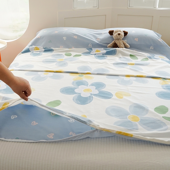 91家纺网 家纺一手货源 找家纺 梦楠家纺 2026新款12868全棉40支酒店隔脏睡袋 向阳花开