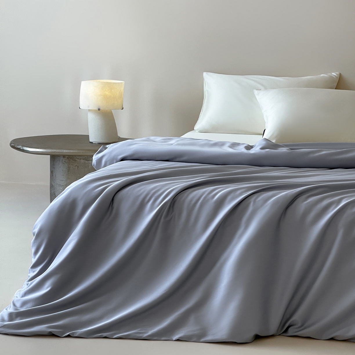 91家纺网 家纺一手货源 找家纺 三味舒屋 2026新款凉风小奢绸60S兰精天丝纯色单品系列-单被套被套单件 极光蓝