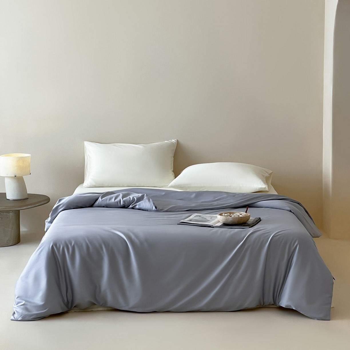 91家纺网 家纺一手货源 找家纺 三味舒屋 2026新款凉风小奢绸60S兰精天丝纯色单品系列-单被套被套单件 极光蓝