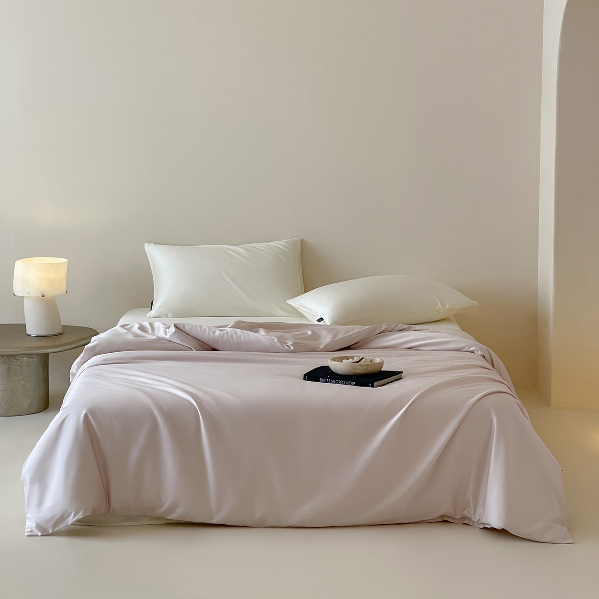 91家纺网 家纺一手货源 找家纺 三味舒屋 2026新款凉风小奢绸60S兰精天丝纯色单品系列-单被套被套单件 斯卡其粉