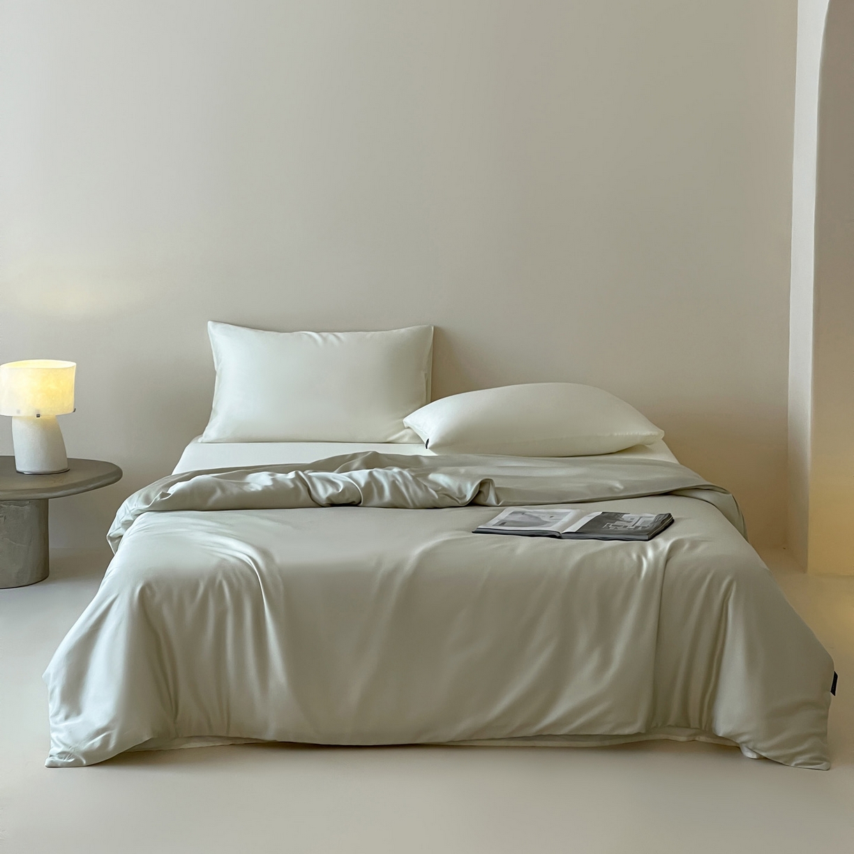 91家纺网 家纺一手货源 找家纺 三味舒屋 2026新款凉风小奢绸60S兰精天丝纯色单品系列-单被套被套单件 象牙白