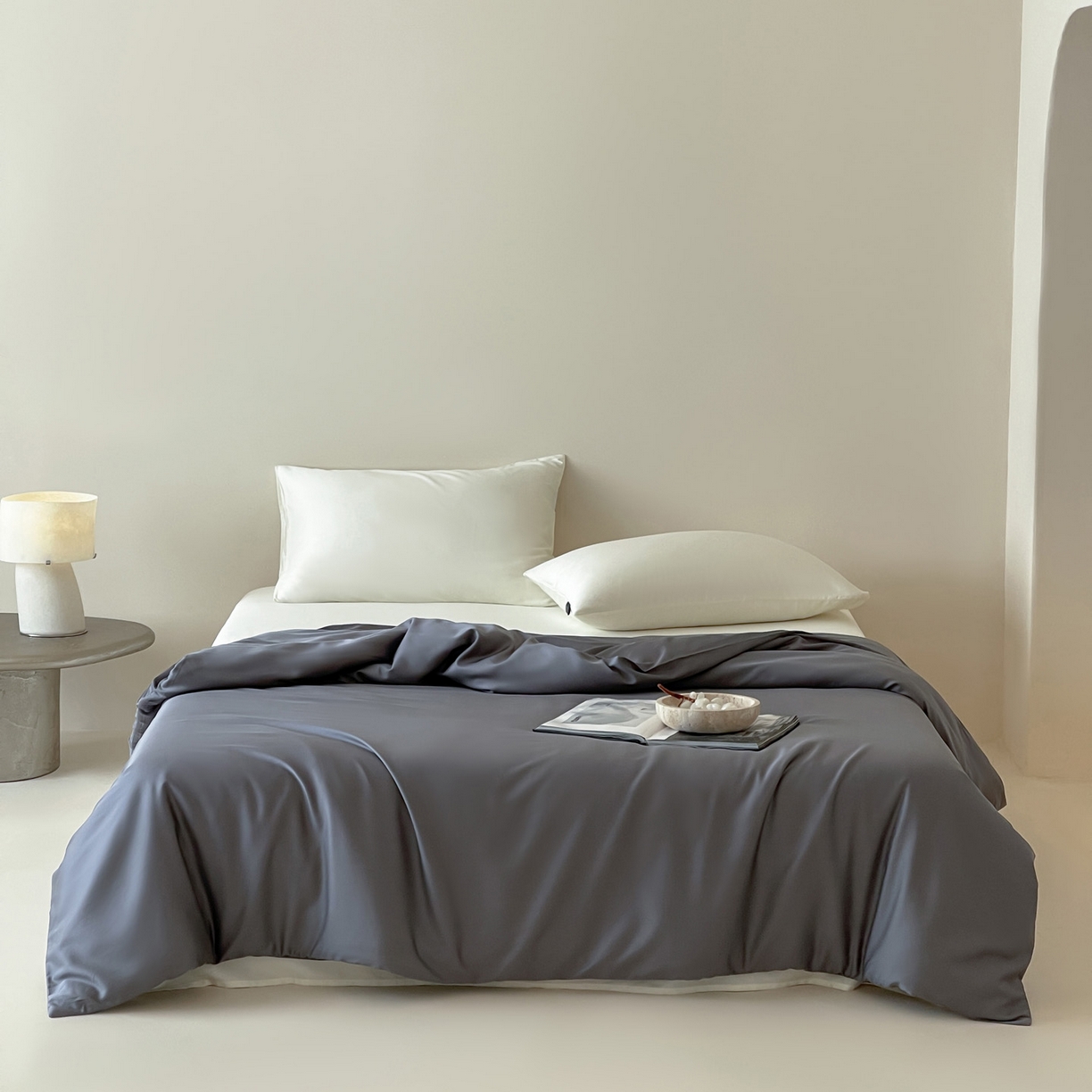 91家纺网 家纺一手货源 找家纺 三味舒屋 2026新款凉风小奢绸60S兰精天丝纯色单品系列-单被套被套单件 雅灰