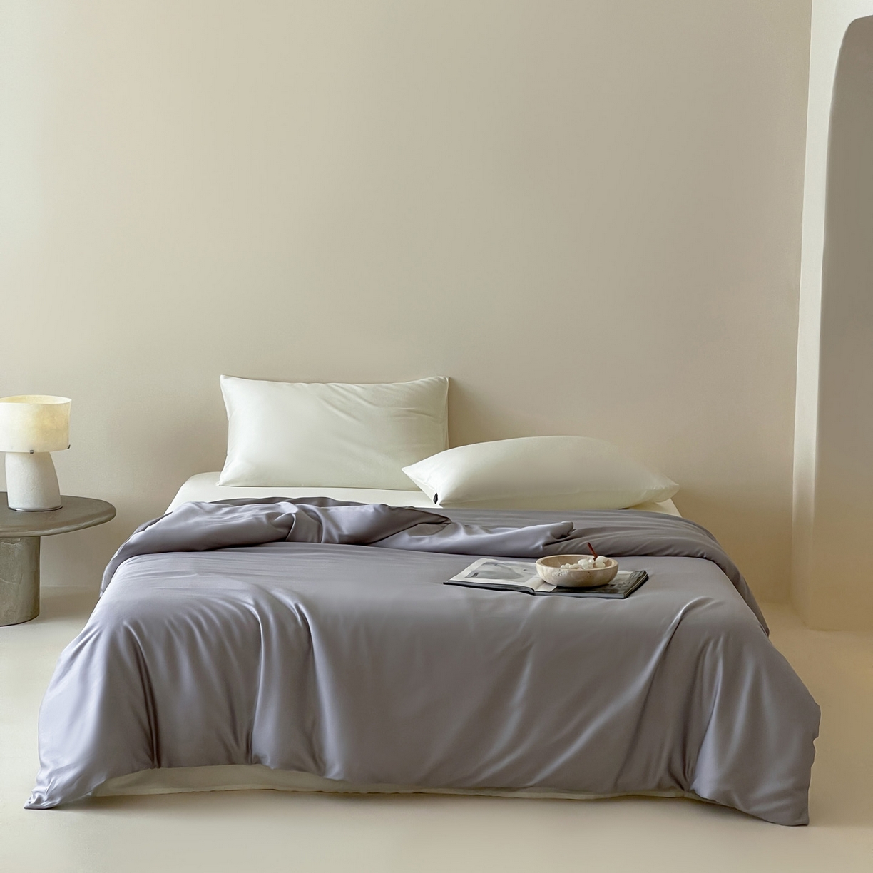 91家纺网 家纺一手货源 找家纺 三味舒屋 2026新款凉风小奢绸60S兰精天丝纯色单品系列-单被套被套单件 烟灰色