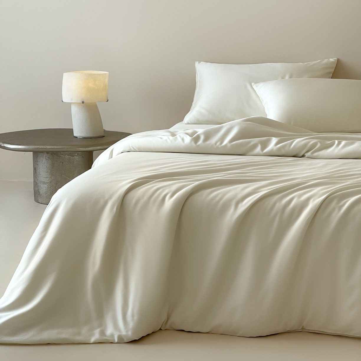 91家纺网 家纺一手货源 找家纺 三味舒屋 2026新款凉风小奢绸60S兰精天丝纯色单品系列-单被套被套单件 珍珠白