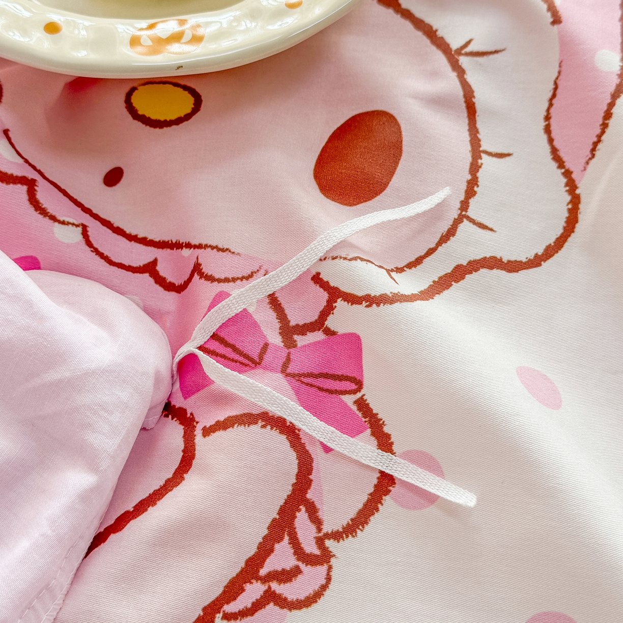 91家纺网 家纺一手货源 找家纺 玉元坊 2026新款儿童卡通全棉纯棉花边被套正版授权三丽鸥美乐蒂大版四件套 大版花边-玩偶美乐蒂