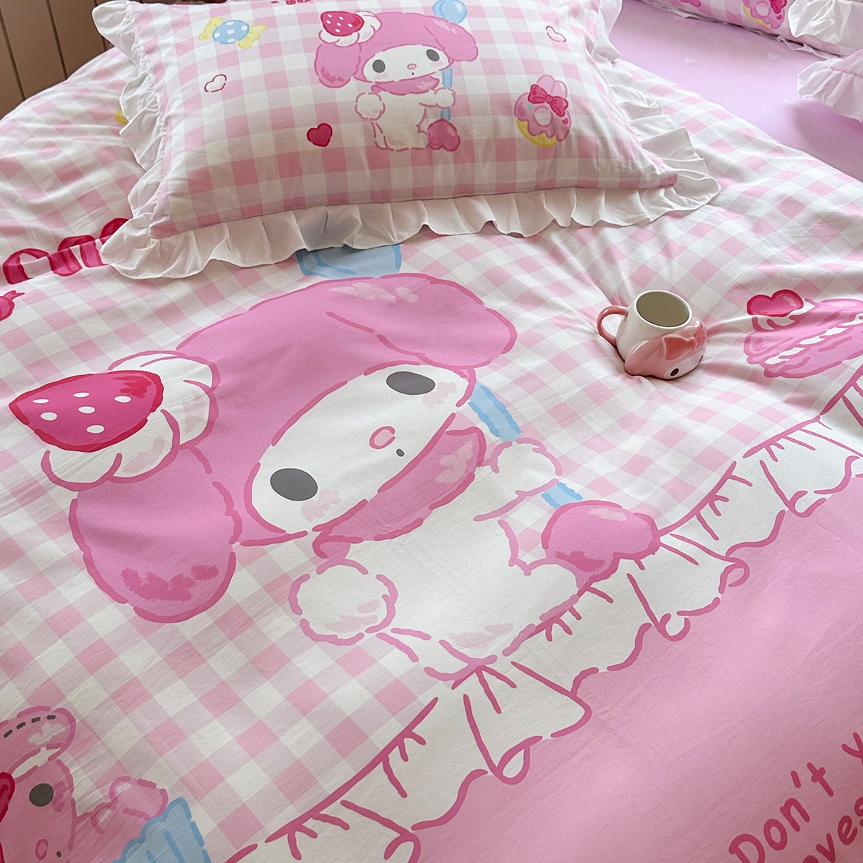 91家纺网 家纺一手货源 找家纺 （总）玉元坊 2026新款儿童卡通全棉纯棉花边被套正版授权三丽鸥美乐蒂大版四件套