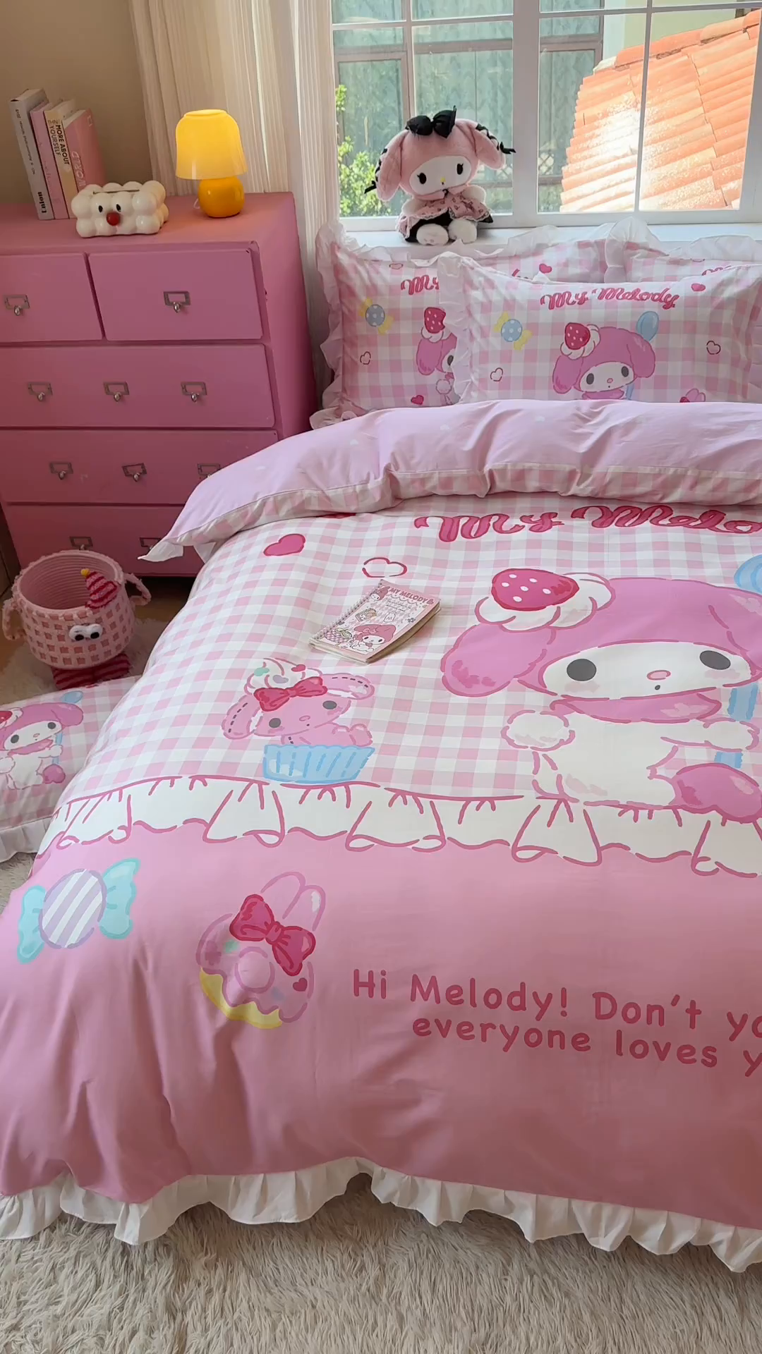 91家纺网 家纺一手货源 找家纺 （总）玉元坊 2026新款儿童卡通全棉纯棉花边被套正版授权三丽鸥美乐蒂大版四件套