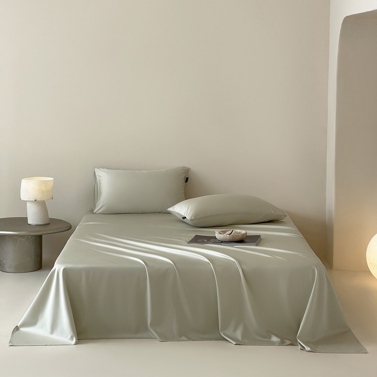 91家纺网 家纺一手货源 找家纺 三味舒屋 2026新款凉风小奢绸60S兰精天丝纯色单品系列-单床单床单单件 象牙白