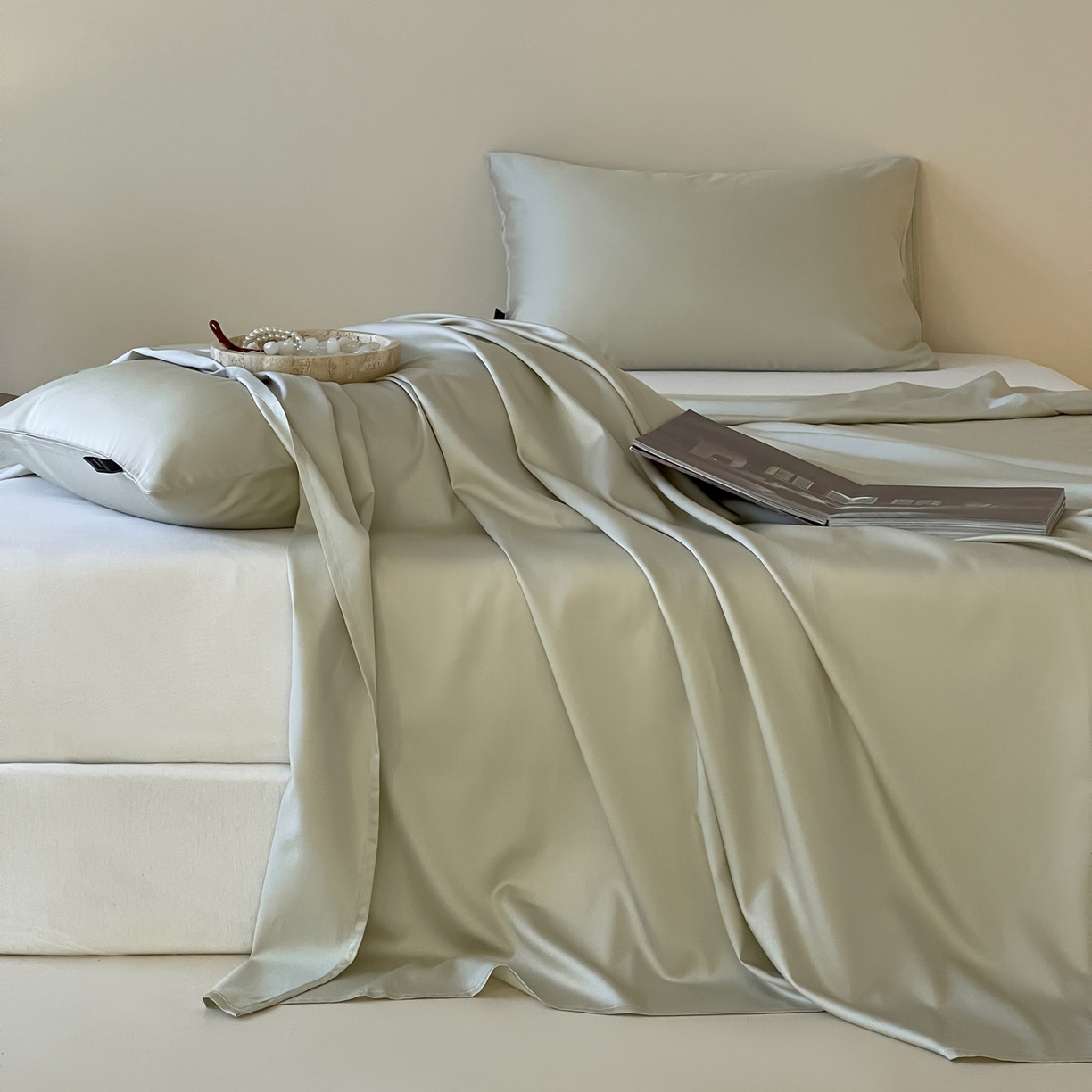 91家纺网 家纺一手货源 找家纺 三味舒屋 2026新款凉风小奢绸60S兰精天丝纯色单品系列-单床单床单单件 象牙白