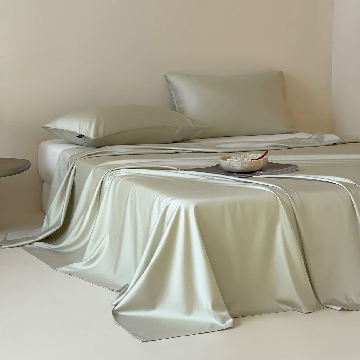 91家纺网 家纺一手货源 找家纺 三味舒屋 2026新款凉风小奢绸60S兰精天丝纯色单品系列-单床单床单单件 象牙白