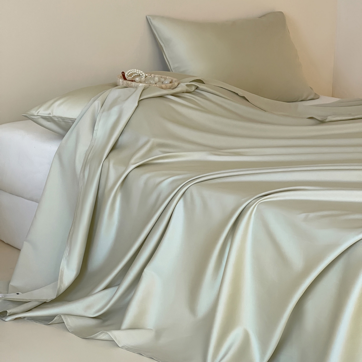 91家纺网 家纺一手货源 找家纺 三味舒屋 2026新款凉风小奢绸60S兰精天丝纯色单品系列-单床单床单单件 象牙白