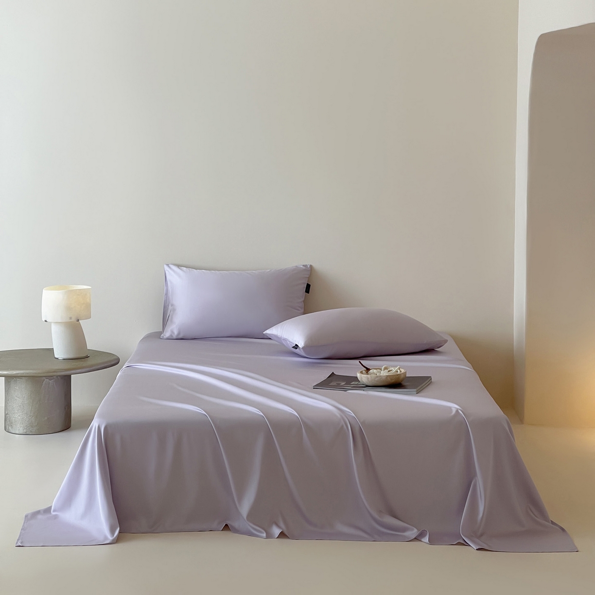 91家纺网 家纺一手货源 找家纺 三味舒屋 2026新款凉风小奢绸60S兰精天丝纯色单品系列-单床单床单单件 紫铜色