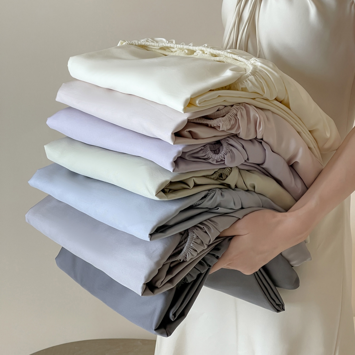 91家纺网 家纺一手货源 找家纺 三味舒屋 2026新款凉风小奢绸60S兰精天丝纯色单品系列-单床笠 床笠单件 组合图仅供展示-不可下单