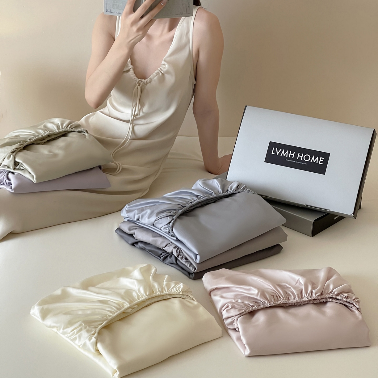 91家纺网 家纺一手货源 找家纺 三味舒屋 2026新款凉风小奢绸60S兰精天丝纯色单品系列-单床笠 床笠单件 组合图仅供展示-不可下单